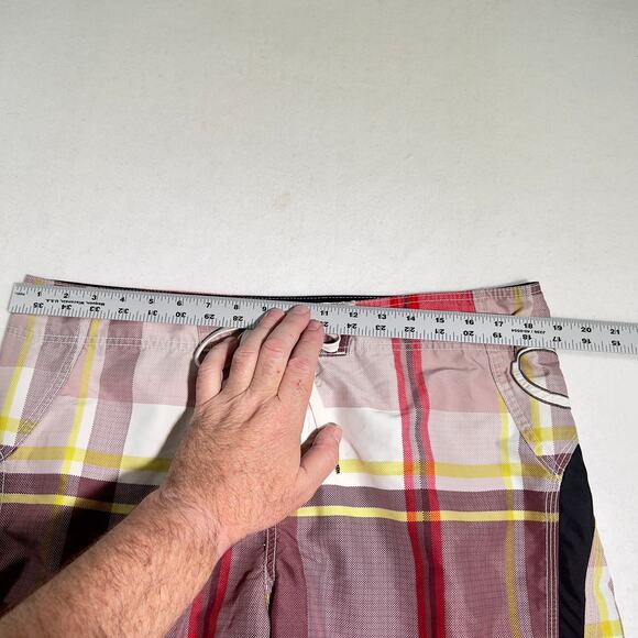 O'Neill Plaid Boardshorts Men's 37W Zip Side Pocket Hook & Loop &Tie String - Picture 7 of 11